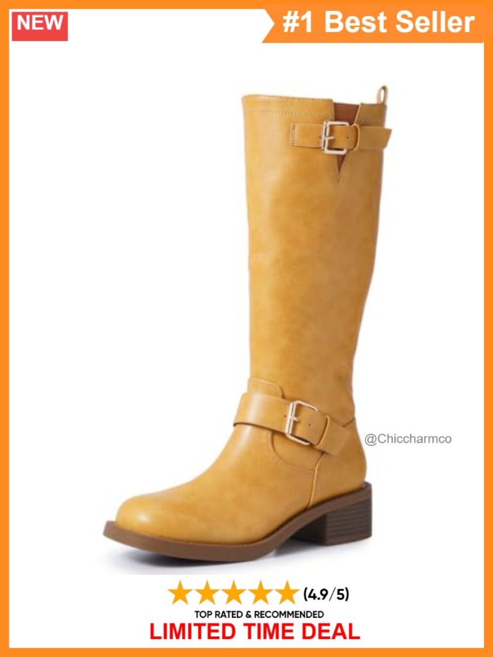 Women's Knee High Boots Square Toe Block Heel Side Zipper